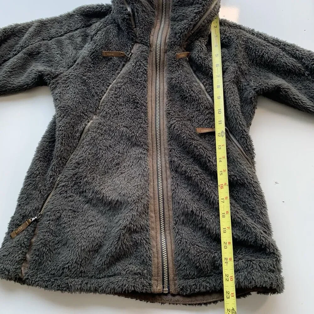 Kuhl Flight Jacket Women's M Brown Full Zip Stowaway Hood Fleece Raglan Sleeve - Picture 11 of 15